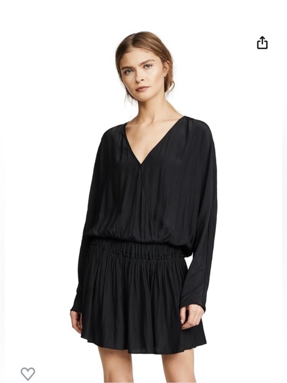 Ramy Brook “Scotty”  Black Long Sleeve V-Neck Mini Dress